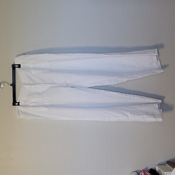Margaritaville White Wide Leg Washable Linen Pants Drawstring Front Pockets XL - Picture 3 of 12